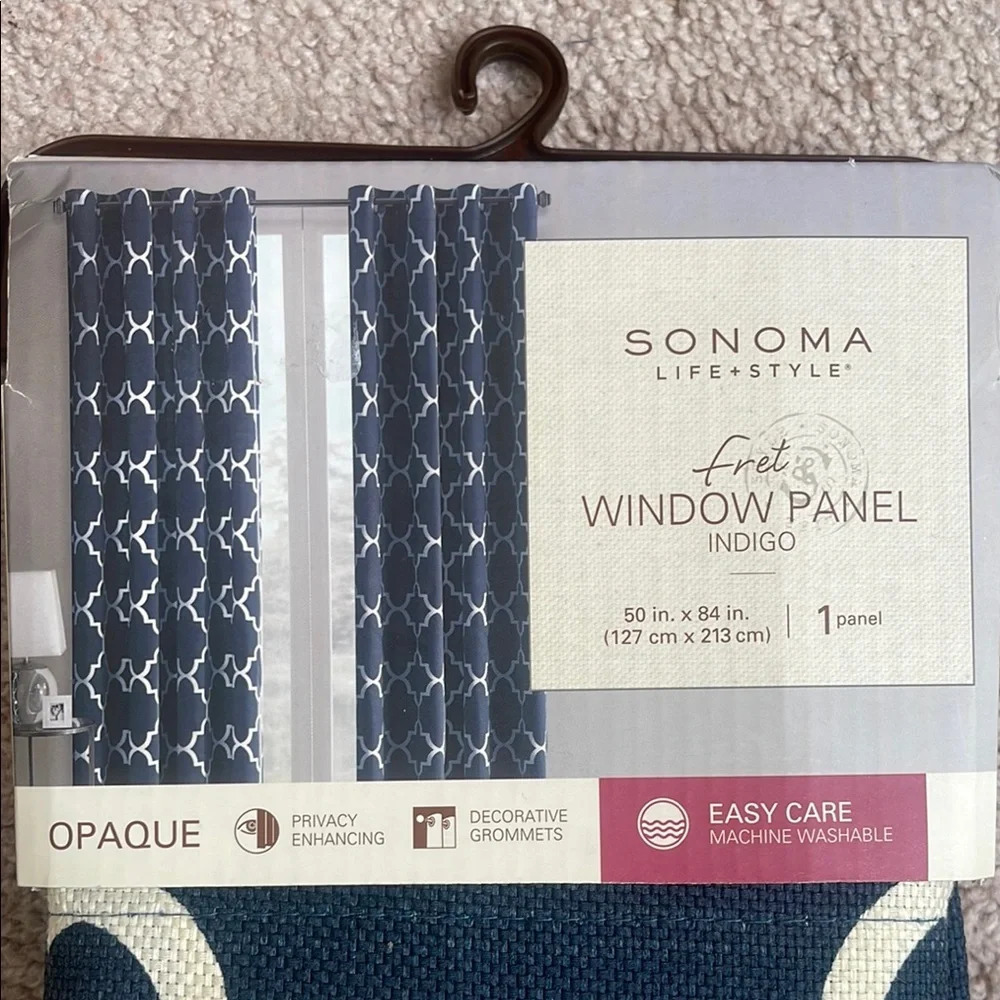 NWT Sonoma Indigo Window Panel with White Pattern - Picture 4 of 4